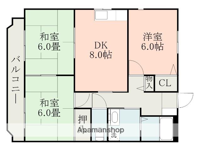 エクセル華屋敷B棟(3DK/2階)の間取り写真