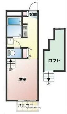みらいコート花園(ワンルーム/1階)の間取り写真