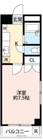 エスポワール黒髪(1K/2階)の間取り写真