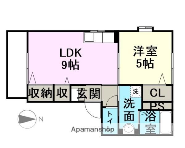フロラシオン田迎(1LDK/1階)の間取り写真