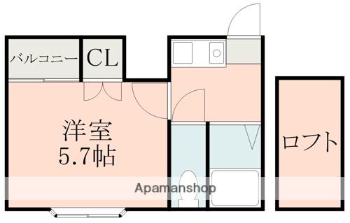 テラス東野(1K/2階)の間取り写真