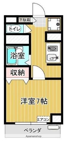 Aフラッツ(1K/2階)の間取り写真