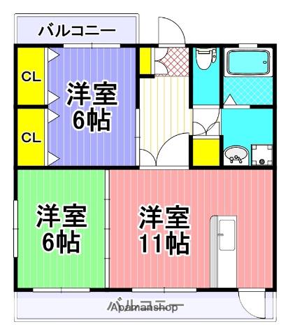 ライフパークA棟(2LDK/1階)の間取り写真