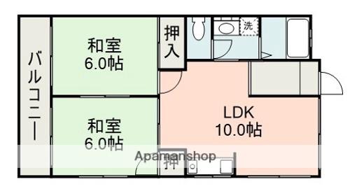 米原コーポ(2LDK/1階)の間取り写真