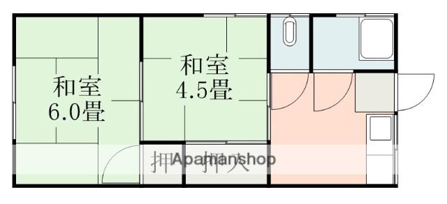 江河アパート(2K/1階)の間取り写真