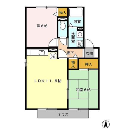 ハミングバードK(2LDK/1階)の間取り写真