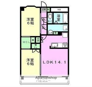 キャッスル八景水谷(2LDK/3階)の間取り写真