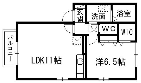 グッドラック高平(1LDK/2階)の間取り写真