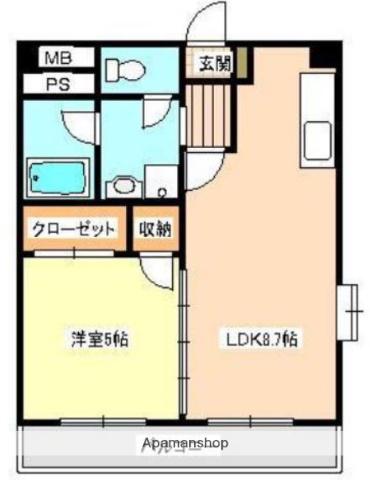K・Tビル(1LDK/2階)の間取り写真