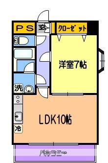 ヴィヴィエ南熊本(1LDK/6階)の間取り写真