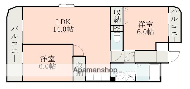 エメラルド・ドエル(2LDK/4階)の間取り写真