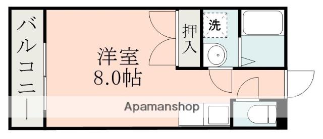 ノブハウスⅢ(ワンルーム/1階)の間取り写真