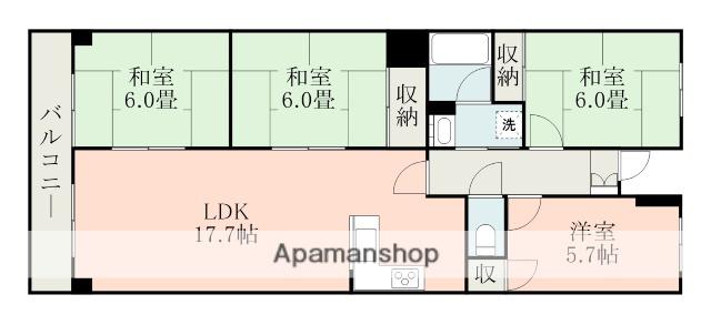 ファミール黒髪(4LDK/3階)の間取り写真