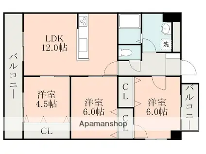 エトワール大坪(3LDK/3階)の間取り写真