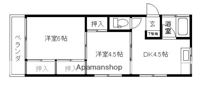 いずみアパート(2DK/2階)の間取り写真