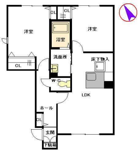 セカンドエリタージュ(2LDK/1階)の間取り写真