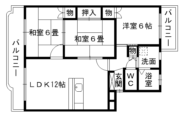 モンシャトー江越(3LDK/2階)の間取り写真