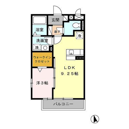 コートクロッカス(1LDK/2階)の間取り写真