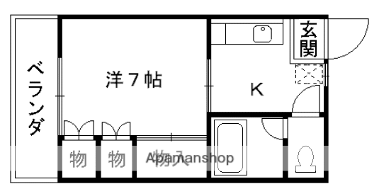 茂利ハイツ(1K/2階)の間取り写真