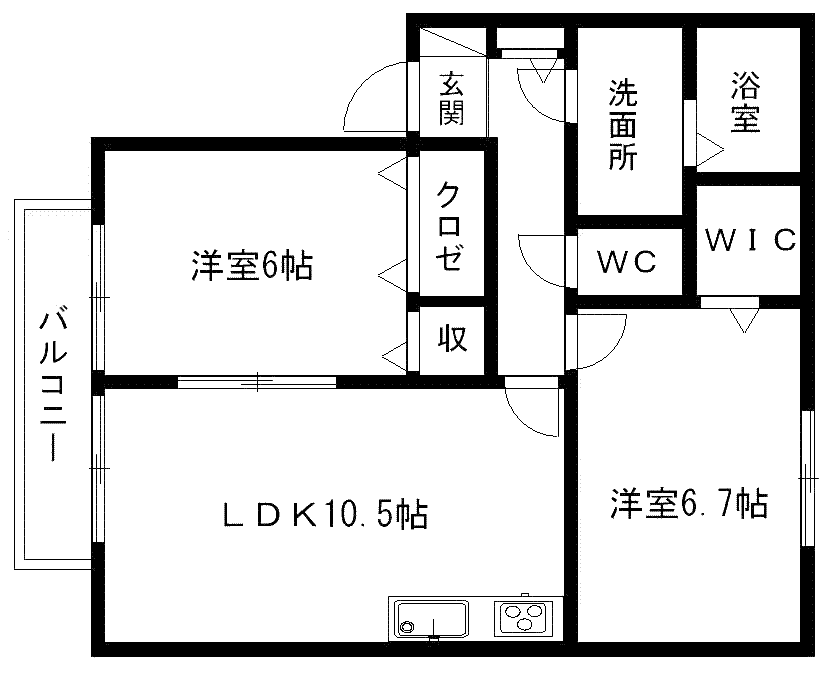 ガーデンプレイス(2LDK/2階)の間取り写真