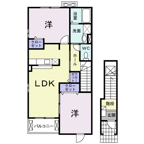 グローリー花立Ⅲ(2LDK/2階)の間取り写真