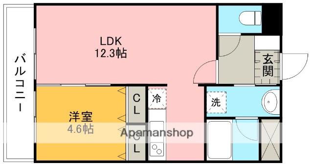 菊陽AKI(1LDK/4階)の間取り写真