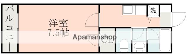 フローラハイツ水前寺(ワンルーム/2階)の間取り写真