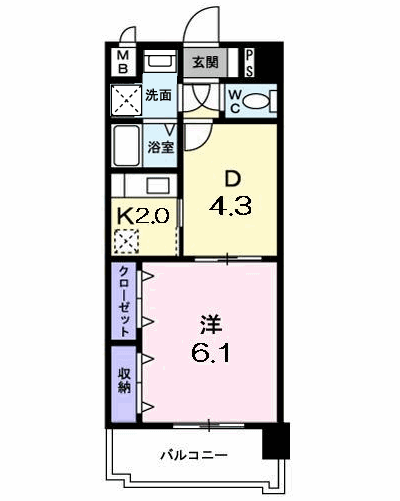 フランメゾン平成(1DK/7階)の間取り写真