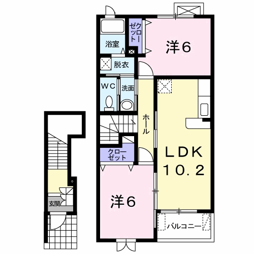 アルモニーKS(2LDK/2階)の間取り写真