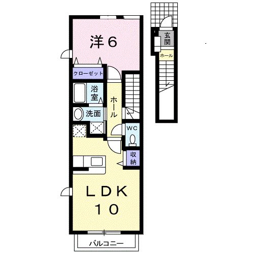 バンブ-フォレスタ-(1LDK/2階)の間取り写真