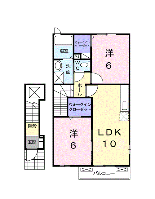 ベルアンジュⅡ(2LDK/2階)の間取り写真