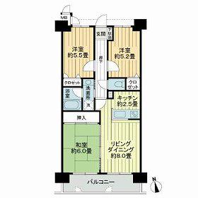ライオンズマンション坪井川遊水公園(3LDK/7階)の間取り写真