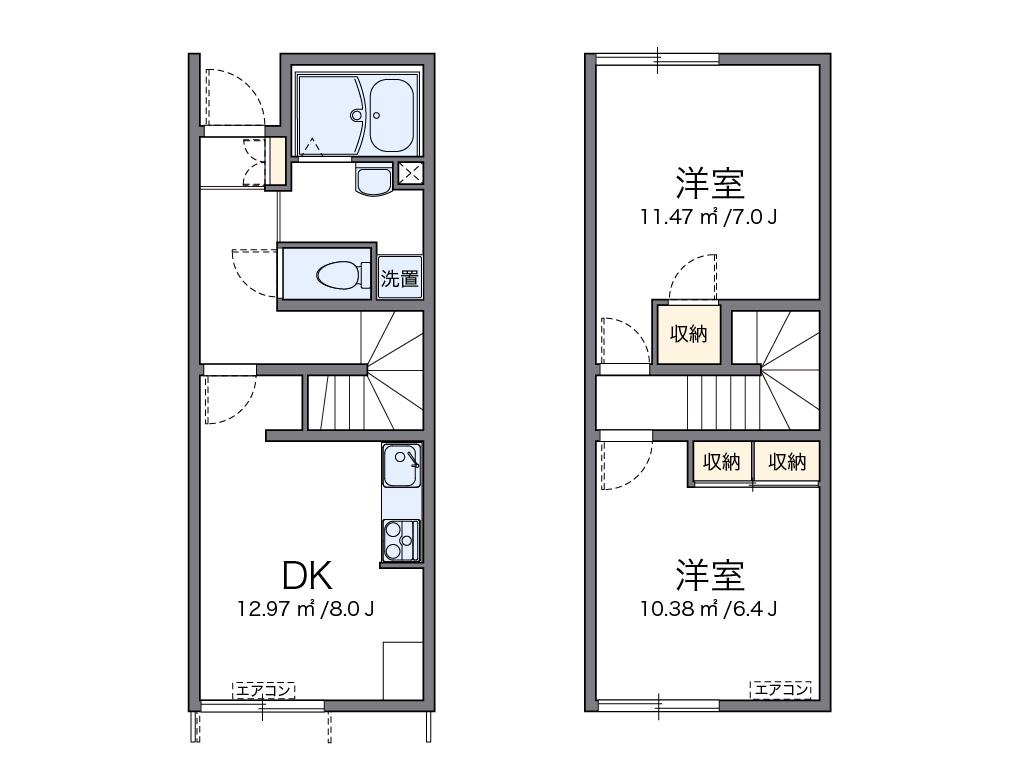 レオパレスSAKAEⅡ(2DK/1階)の間取り写真