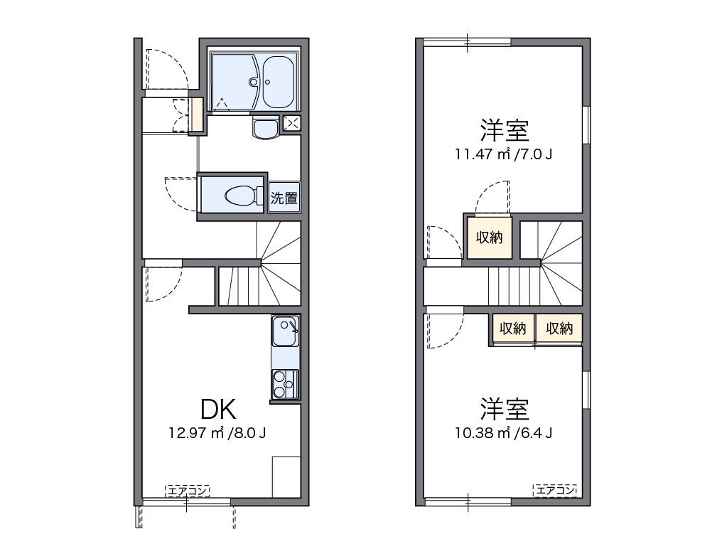 レオパレスSAKAEⅡ(2DK/1階)の間取り写真