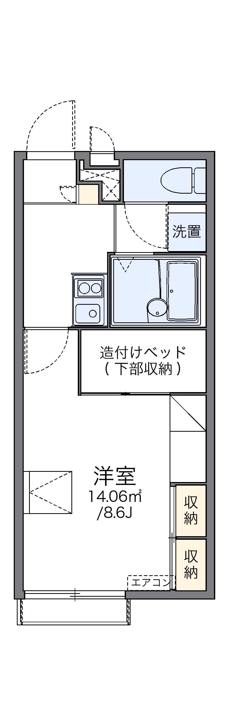 レオパレス北原(1K/1階)の間取り写真