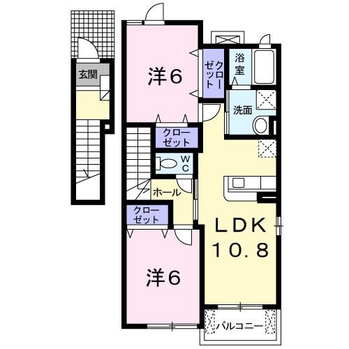 サンフラワーC(2LDK/2階)の間取り写真