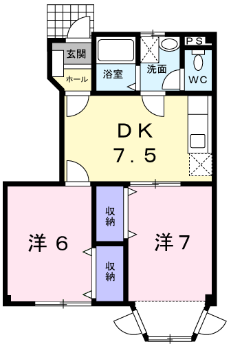 アーバン不知火Ⅷ(2DK/1階)の間取り写真