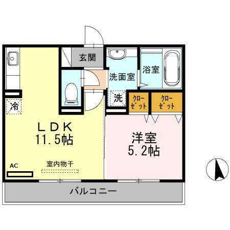セジュール リバーグリーン(1LDK/1階)の間取り写真