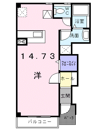 エクセラン近見(ワンルーム/1階)の間取り写真