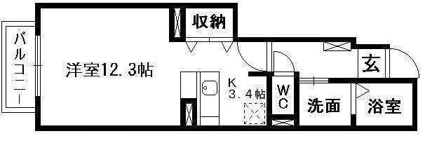 リバーシティーセイラ(ワンルーム/1階)の間取り写真