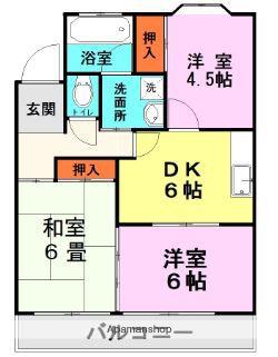 マーサ長嶺(3DK/2階)の間取り写真