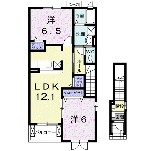 ベルビューコート舞原Ⅰ(2LDK/2階)の間取り写真