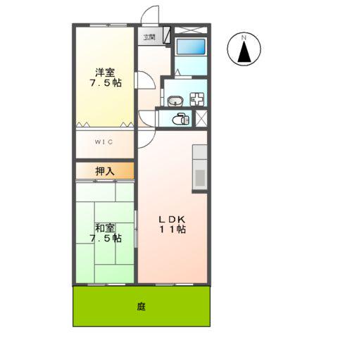 ハウスローリエ(2LDK/1階)の間取り写真