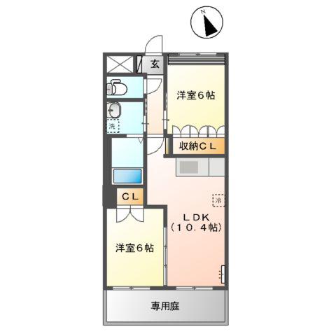 ファミール ガーデン(2LDK/1階)の間取り写真