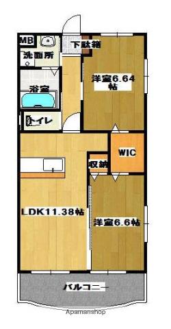 サンシャイン帯山(2LDK/2階)の間取り写真