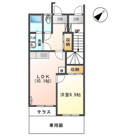 ルート3ヒルズ(1LDK/1階)の間取り写真