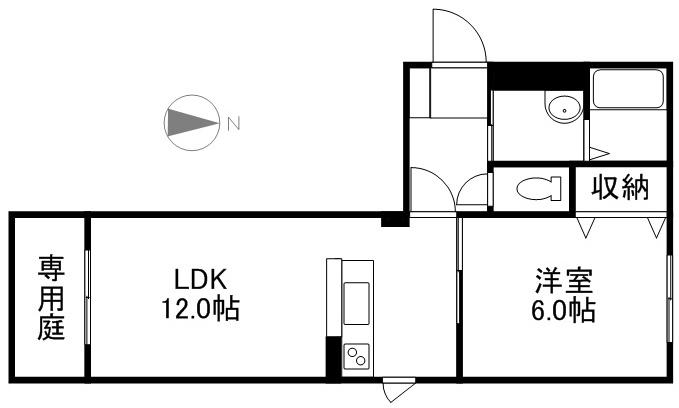 フルール出水(1LDK/1階)の間取り写真