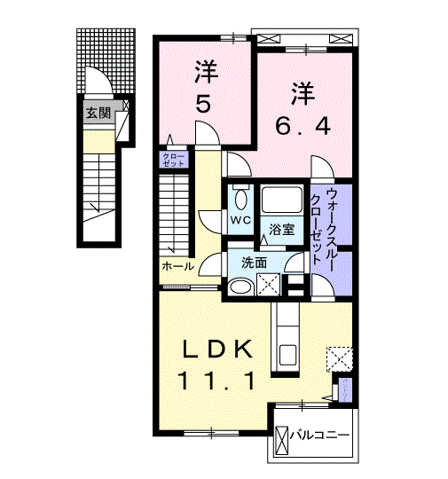 VILLA アニバ Ⅱ(2LDK/2階)の間取り写真