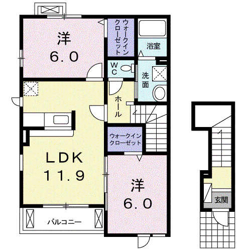 フィオーレSK 2(2LDK/2階)の間取り写真