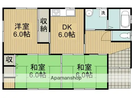 熊本県熊本市中央区 1階建 築17年(3DK)の間取り写真